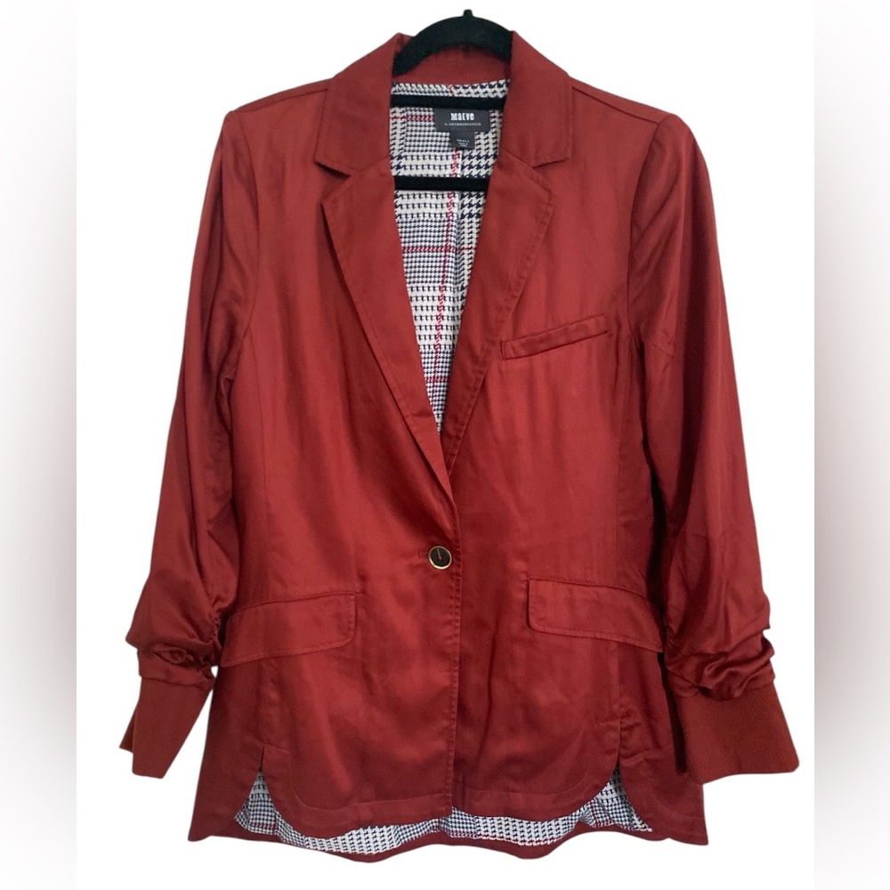 Maeve by Anthropologie Sally Draped Rust Red Blazer Jacket Size Small